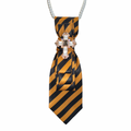 Custom Necktie Necklace- Black/Gold Stripe w Gold Cross Brooch