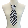Custom Necktie Necklace - Black/White Stripe w #5 Designer Inspired Brooch