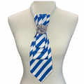 Custom Necktie Necklace-Blue/white Stripe w Silver Rhinestone Brooch