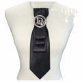 Black Necktie Necklace w Designer Inspired CD Brooch