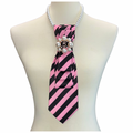 Custom  Necktie Necklace- Pink/Black Stripe w #5 Designer Inspired Brooch