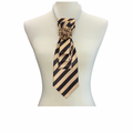 Custom Necklace Necklace - Brown/Khaki Stripe w Gold Floral Brooch