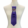 Custom Necktie Necklace - Purple w Multi Color Stone Cross Necklace