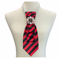 Custom Necktie Necklace- Red/Black Stripe w #5 Designer Inspired Brooch