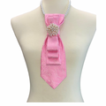 Custom Necktie Necklace - Pink Paisley w Pearl Brooch