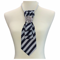 Custom Necktie Necklace- Black/Grey Stripe w Silver Brooch